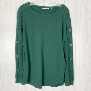 Soft Surroundings | Forest Green Button Sleeve Sweater Size Large
